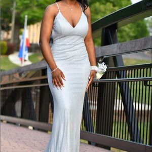 Jovani prom dress, size 6 a sky blue and silver dress